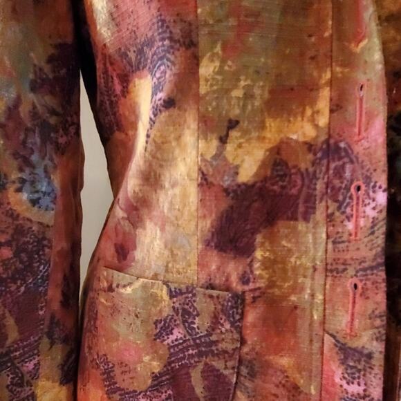 Coldwater Creek Linen Jacket Floral Autumn Fall 4 Button Lined Career Wear 4 - Picture 3 of 9